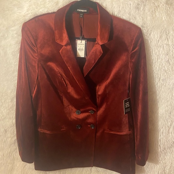 EXPRESS Double Breasted Velvet Blazer - Picture 6 of 8